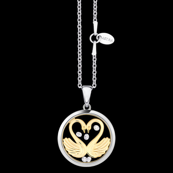 ASTRA MY SWEETHEART 16MM CIRCLE STERLING SILVER GOLD NECKLACE