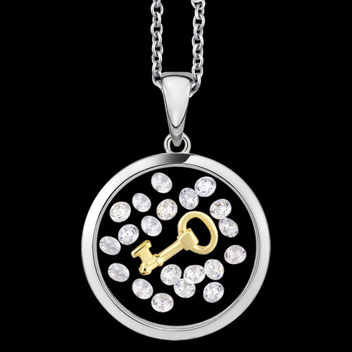 ASTRA KEY 16MM CIRCLE STERLING SILVER GOLD NECKLACE