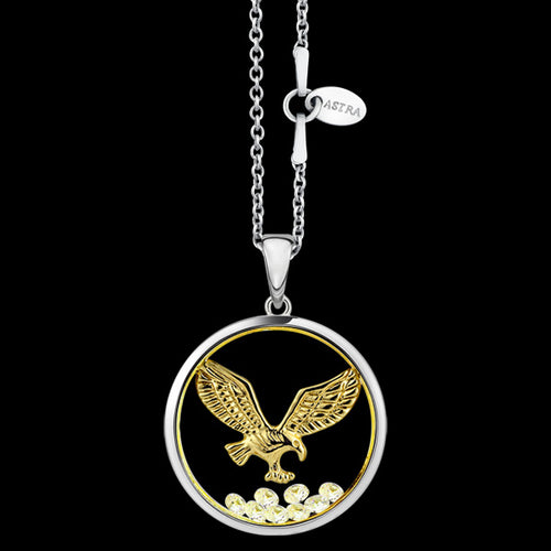 ASTRA EAGLE 20MM CIRCLE STERLING SILVER GOLD NECKLACE