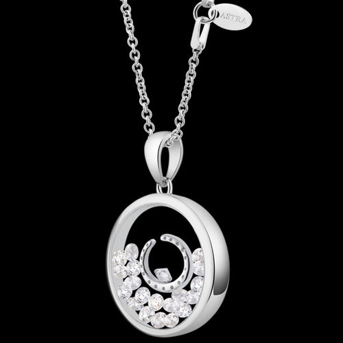 ASTRA HORSESHOE 16MM CIRCLE STERLING SILVER NECKLACE - SIDE VIEW