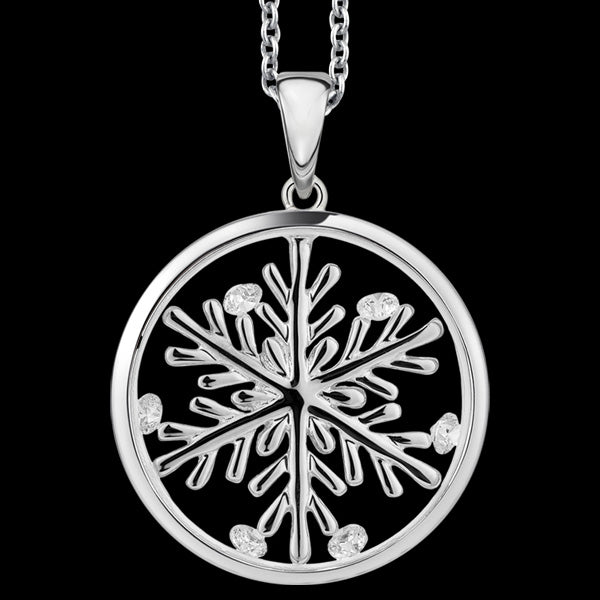 ASTRA LUCKY SNOWFLAKE 20MM CIRCLE STERLING SILVER NECKLACE