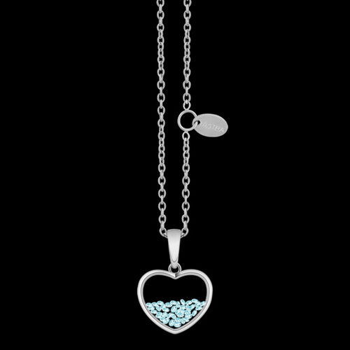 ASTRA SPIRIT OF THE OCEAN 10MM AQUAMARINE BIRTHSTONE HEART STERLING SILVER NECKLACE