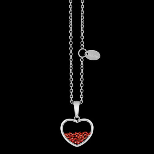 ASTRA MOTHER EARTH 10MM RUBY BIRTHSTONE HEART STERLING SILVER NECKLACE