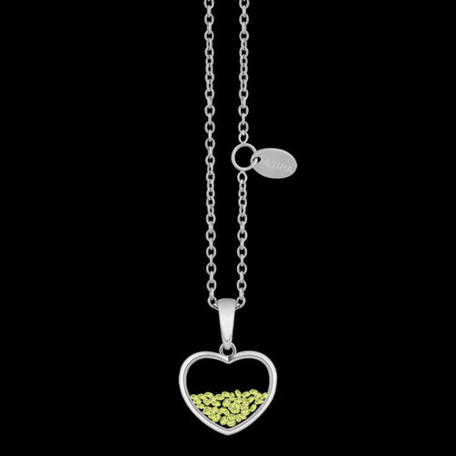 ASTRA ENDLESS GLOW 10MM PERIDOT BIRTHSTONE HEART STERLING SILVER NECKLACE