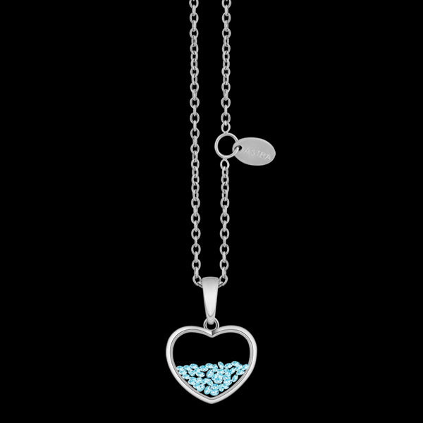 ASTRA LUNAR BEGINNINGS 10MM BLUE ZIRCON BIRTHSTONE HEART STERLING SILVER NECKLACE