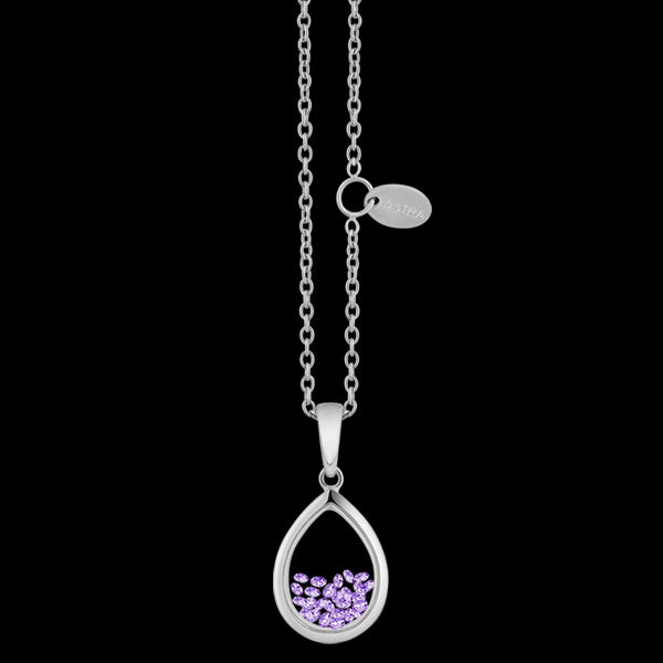 ASTRA HONEST DESIRE 10MM AMETHYST BIRTHSTONE DROP STERLING SILVER NECKLACE