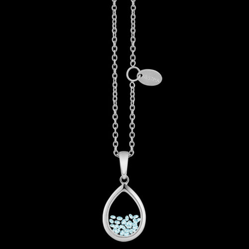 ASTRA SPIRIT OF THE OCEAN 10MM AQUAMARINE BIRTHSTONE DROP STERLING SILVER NECKLACE