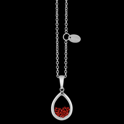 ASTRA MOTHER EARTH 10MM RUBY BIRTHSTONE DROP STERLING SILVER NECKLACE