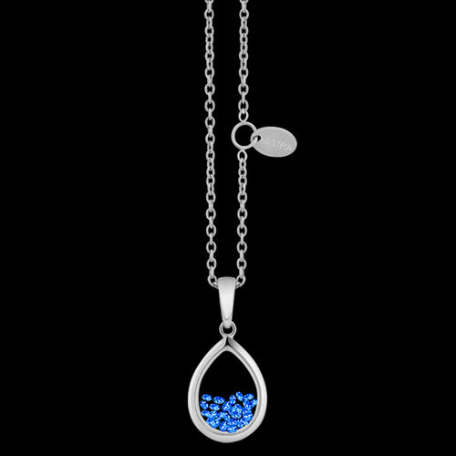 ASTRA NIGHT SKY 10MM SAPPHIRE BIRTHSTONE DROP STERLING SILVER NECKLACE