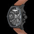 POLICE MEN'S ONSET BLACK CASE BROWN LEATHER LIMITED EDITION WATCH - SIDE VIEW
