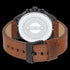 POLICE MEN'S ONSET BLACK CASE BROWN LEATHER LIMITED EDITION WATCH - BACK VIEW