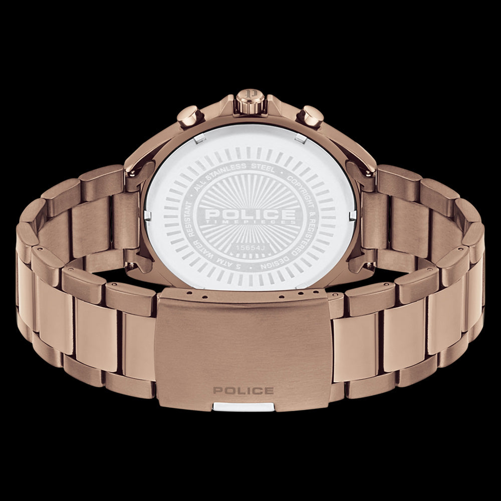 POLICE MEN'S WADDEN COPPER TONE WATCH - BACK VIEW