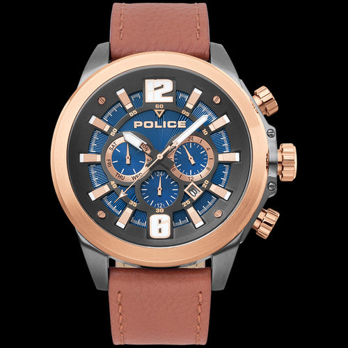 POLICE KLEVAN ROSE GOLD TAN LEATHER MEN'S WATCH | AUSTRALIA