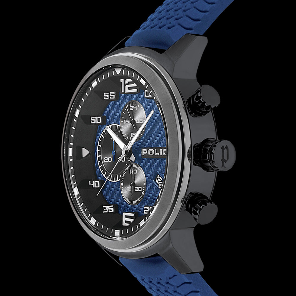 POLICE MEN'S BROMO BLUE DIAL SILICONE WATCH - SIDE VIEW