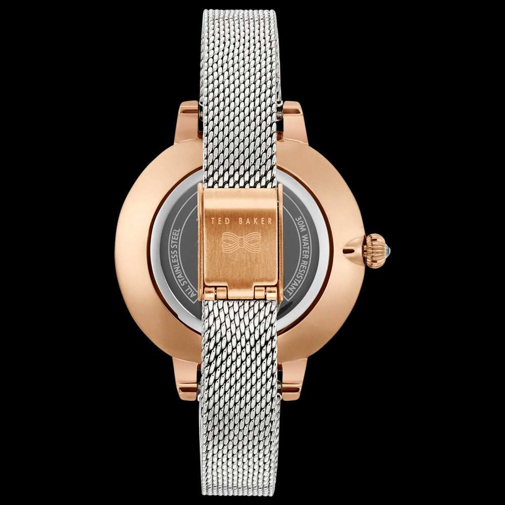 TED BAKER LADIES KATE PEONY 36MM TWO-TONE MESH WATCH - BACK VIEW