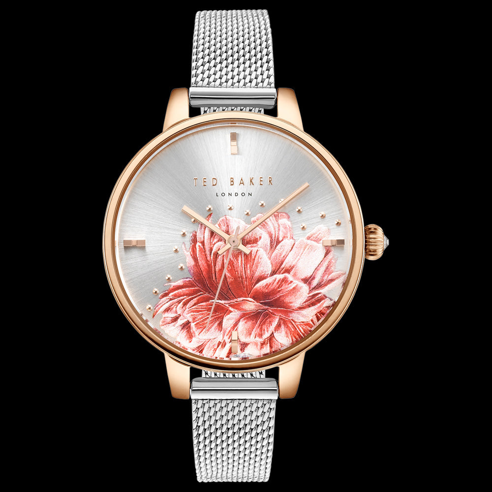 TED BAKER LADIES KATE PEONY 36MM TWO-TONE MESH WATCH