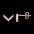 ELLANI STERLING SILVER ROSE GOLD CHEVRON CZ STUD EARRINGS
