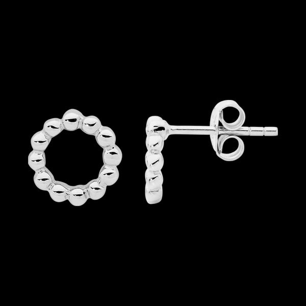 ELLANI STERLING SILVER BUBBLE 9MM OPEN CIRCLE STUD EARRINGS