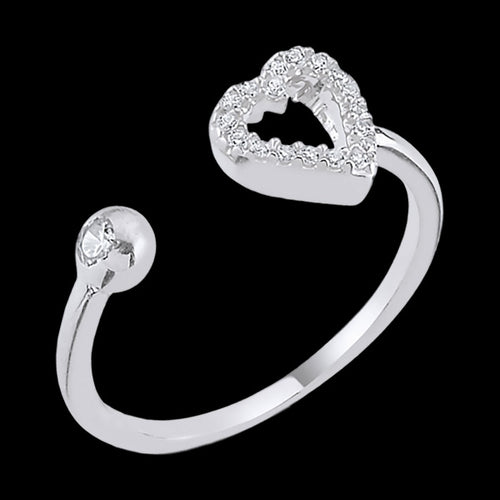 LUXXURY STERLING SILVER HEART CZ ADJUSTABLE RING
