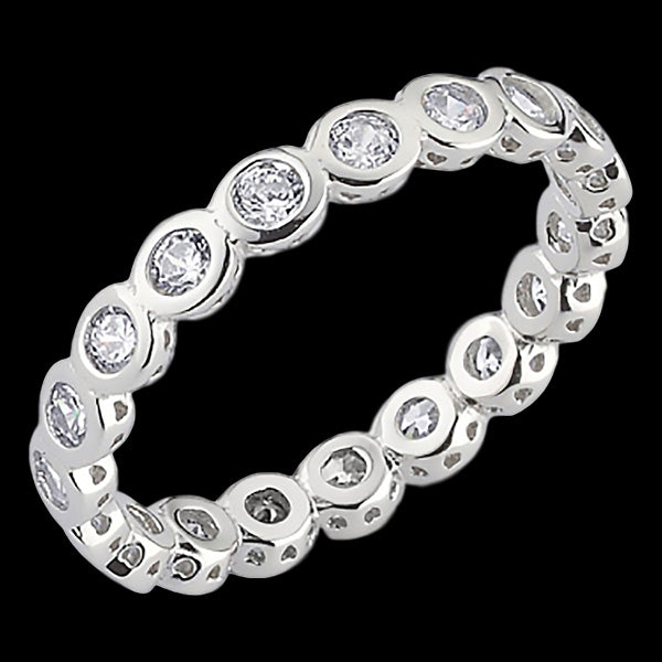 LUXXURY STERLING SILVER BUBBLE CZ ETERNITY RING