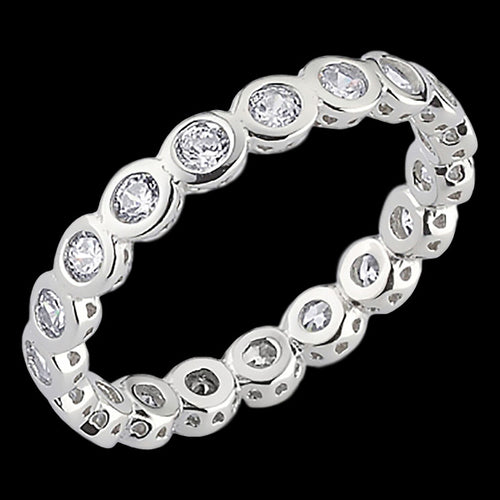 LUXXURY STERLING SILVER BUBBLE CZ ETERNITY RING