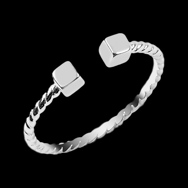 LUXXURY STERLING SILVER CUBES ADJUSTABLE STACKER RING