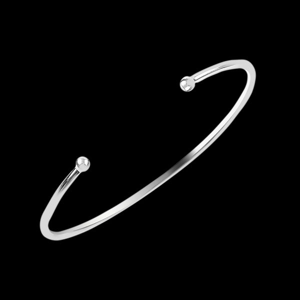 LUXXURY STERLING SILVER DOUBLE MICRO BALL WIRE CUFF BRACELET
