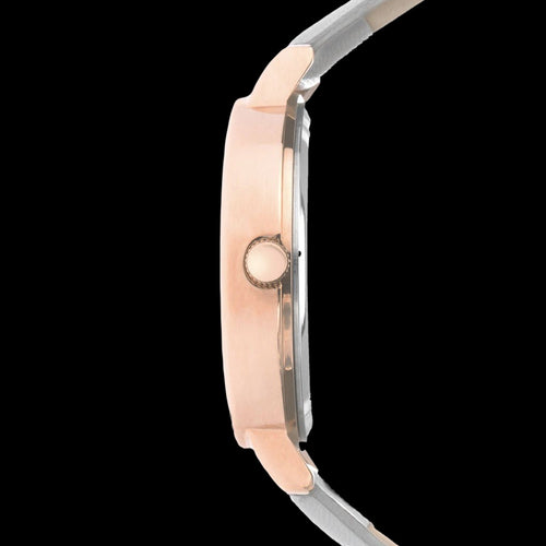 SEKONDA LADIES ROSE GOLD FLORAL CIRCLE BABY BLUE DIAL WATCH - SIDE VIEW