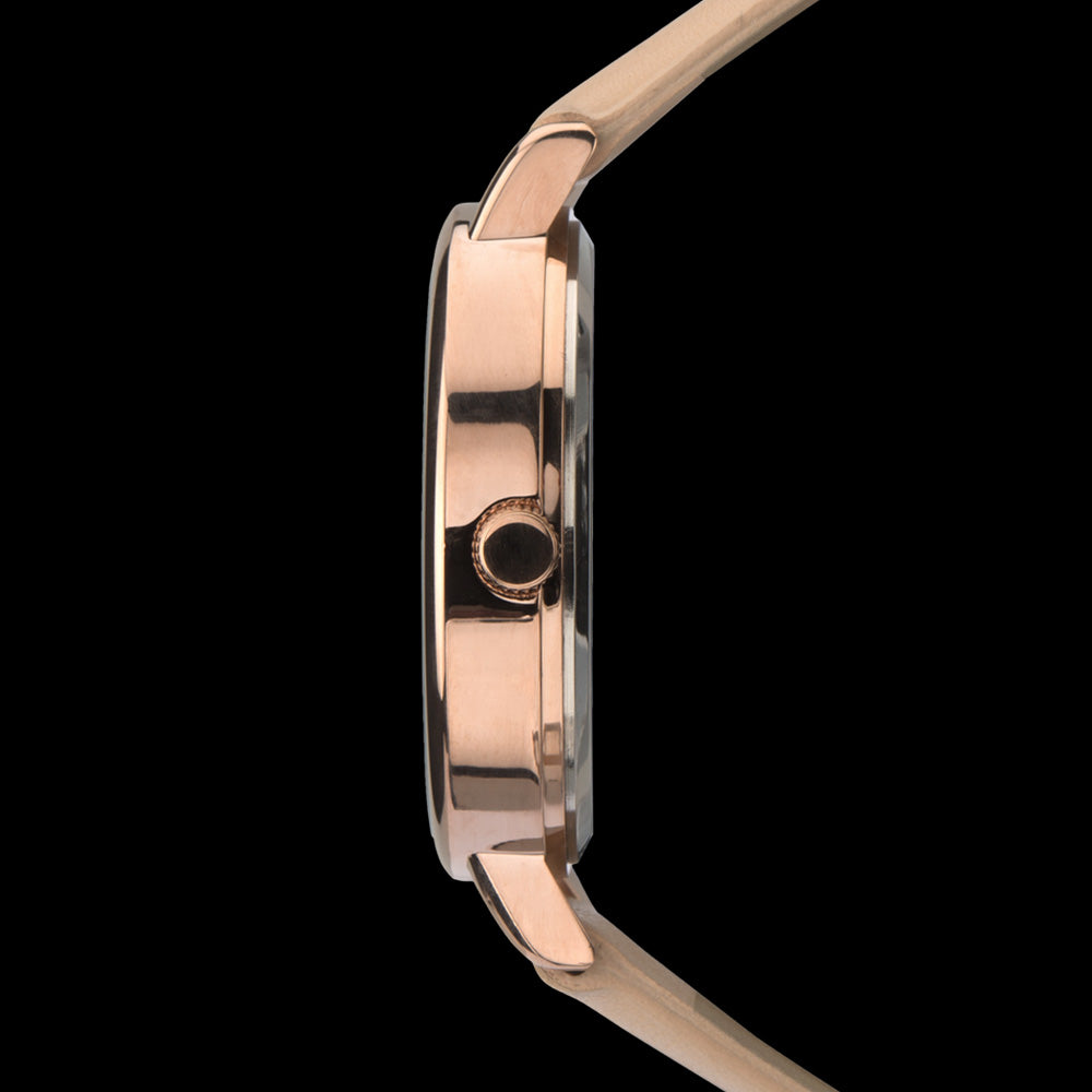 SEKONDA LADIES ROSE GOLD WHITE DIAL LEATHER WATCH - SIDE VIEW