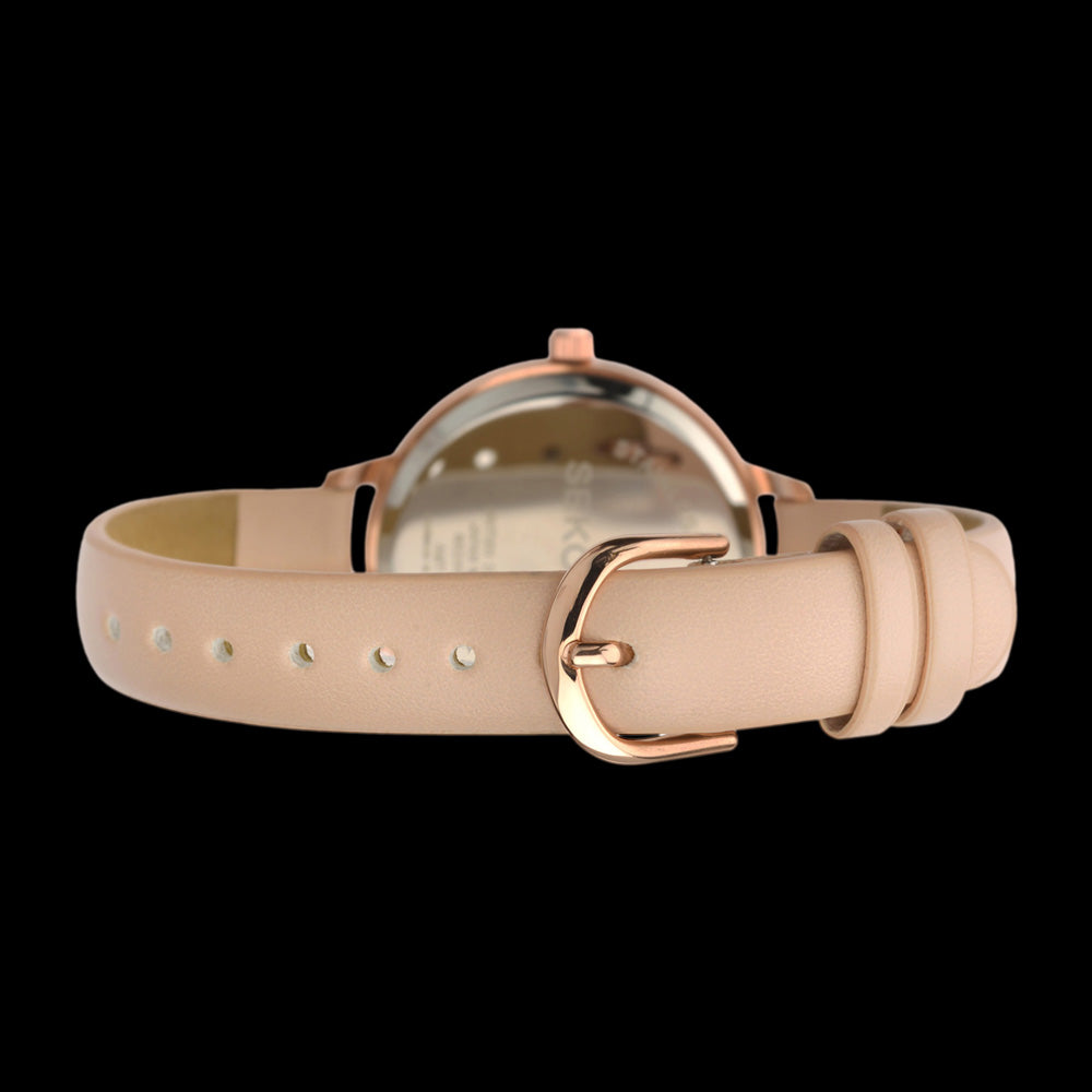 SEKONDA LADIES ROSE GOLD WHITE DIAL LEATHER WATCH - BACK VIEW