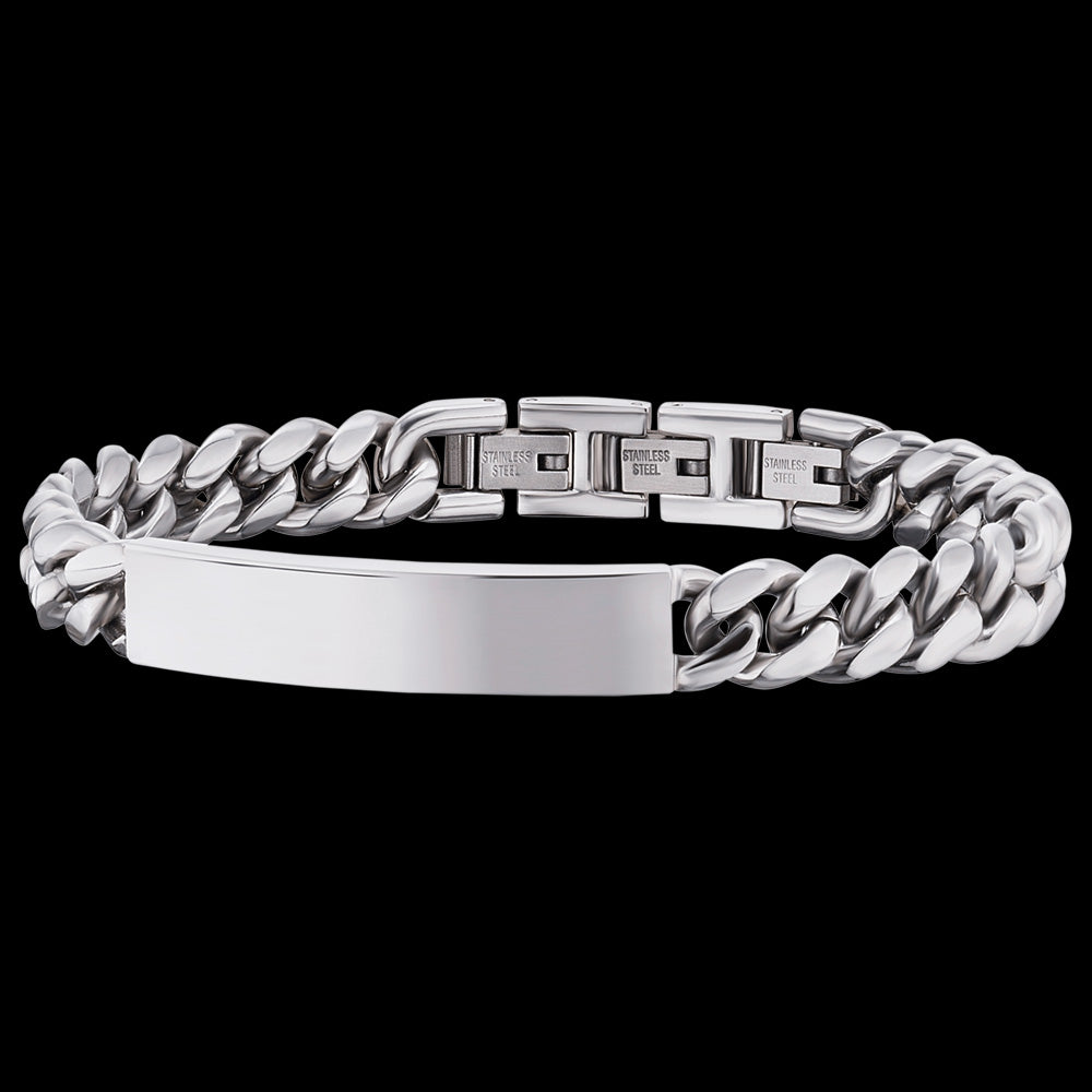 SAVE BRAVE MEN'S CARTER CURB LINK ID STAINLESS STEEL BRACELET - VIEW 2