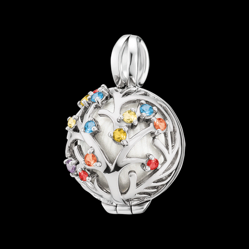 ENGELSRUFER SILVER BLOOM RAINBOW CZ SMALL SOUNDBALL PENDANT - OPENING ANIMATION