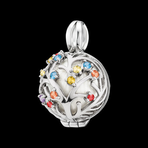 ENGELSRUFER SILVER BLOOM RAINBOW CZ SMALL SOUNDBALL PENDANT