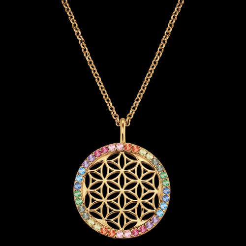 ENGELSRUFER GOLD FLOWER OF LIFE RAINBOW CZ NECKLACE