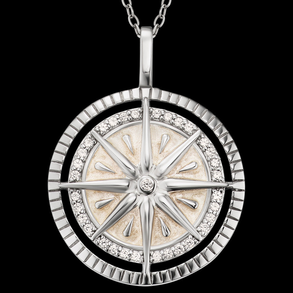 ENGELSRUFER SILVER CZ WIND ROSE NECKLACE - CLOSE-UP