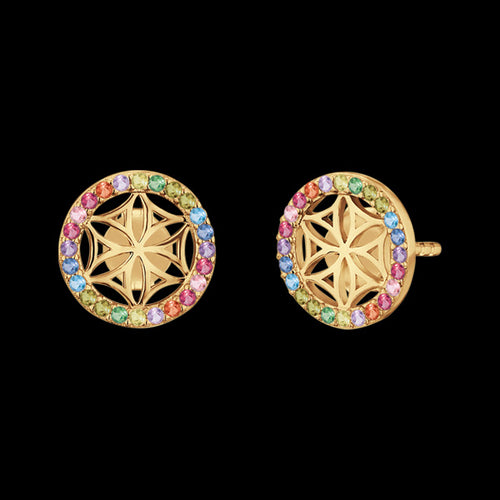 ENGELSRUFER GOLD FLOWER OF LIFE RAINBOW CZ EARRINGS