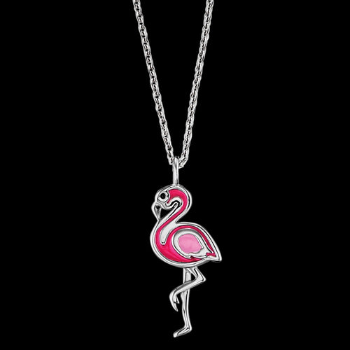 HERZENGEL CHILDREN'S SILVER FLAMINGO ENAMEL NECKLACE