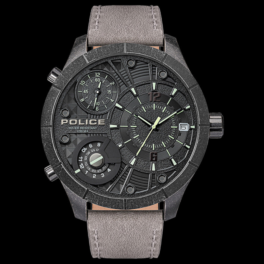 Police Bushmaster Gunmetal Grey Leather Men's Watch | Australia ...