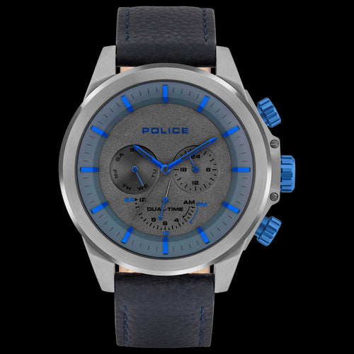 POLICE BELMONT GUNMETAL BLUE LEATHER MEN'S WATCH | AUSTRALIA