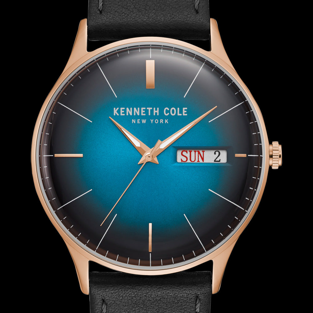 KENNETH COLE TEAL GREEN DIAL CLASSIC MEN'S WATCH - DIAL CLOSE-UP