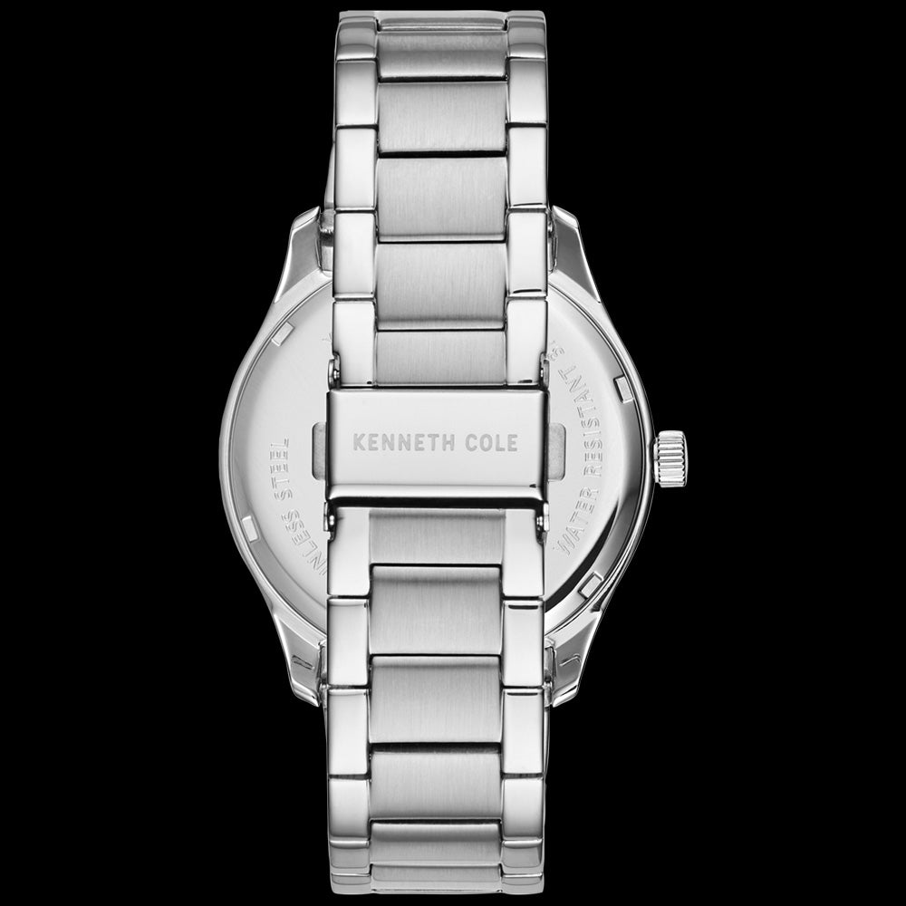 KENNETH COLE WHITE DIAL CLASSIC MEN'S LINK WATCH - BACK VIEW