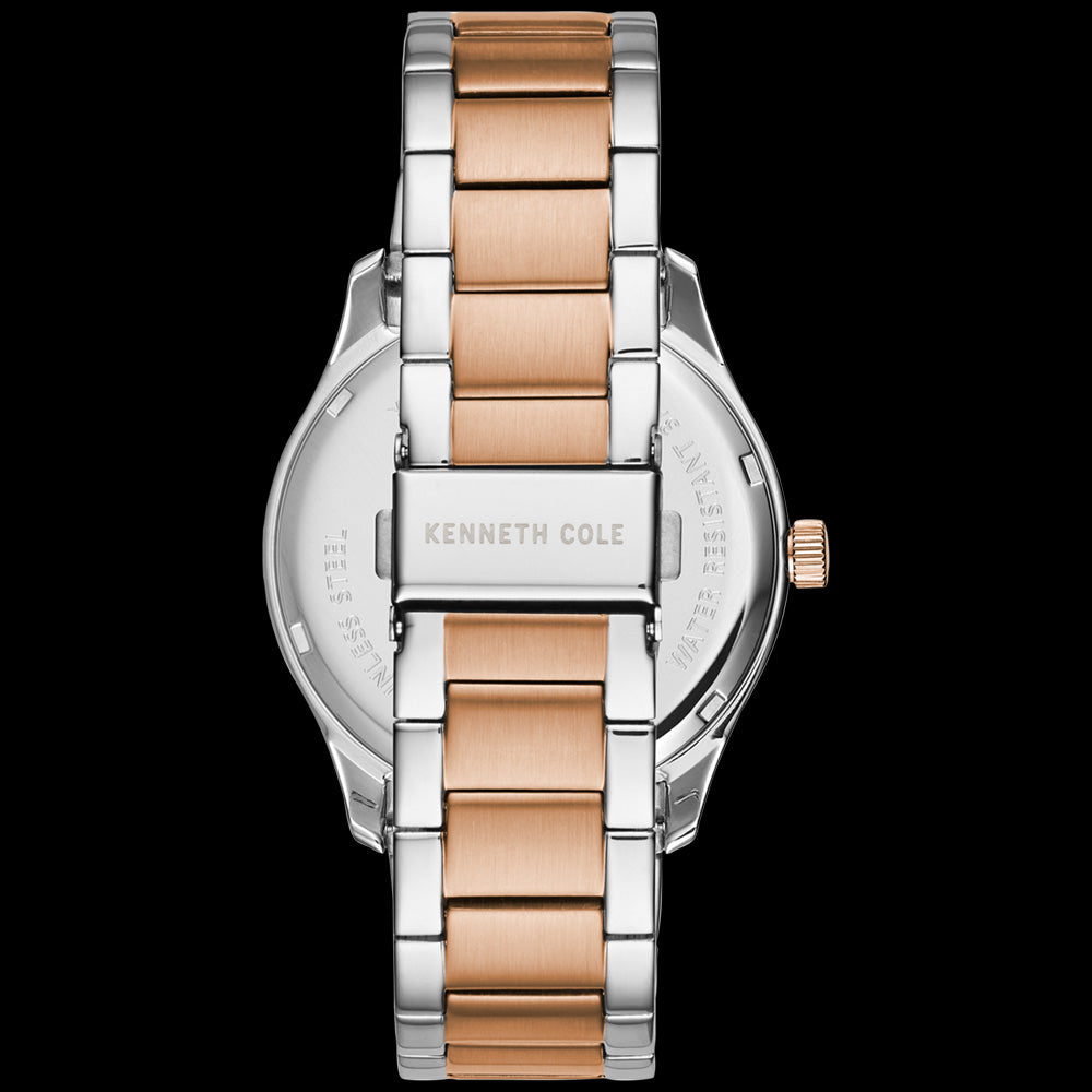 KENNETH COLE WHITE DIAL ROSE GOLD CLASSIC MEN'S LINK WATCH - BACK VIEW