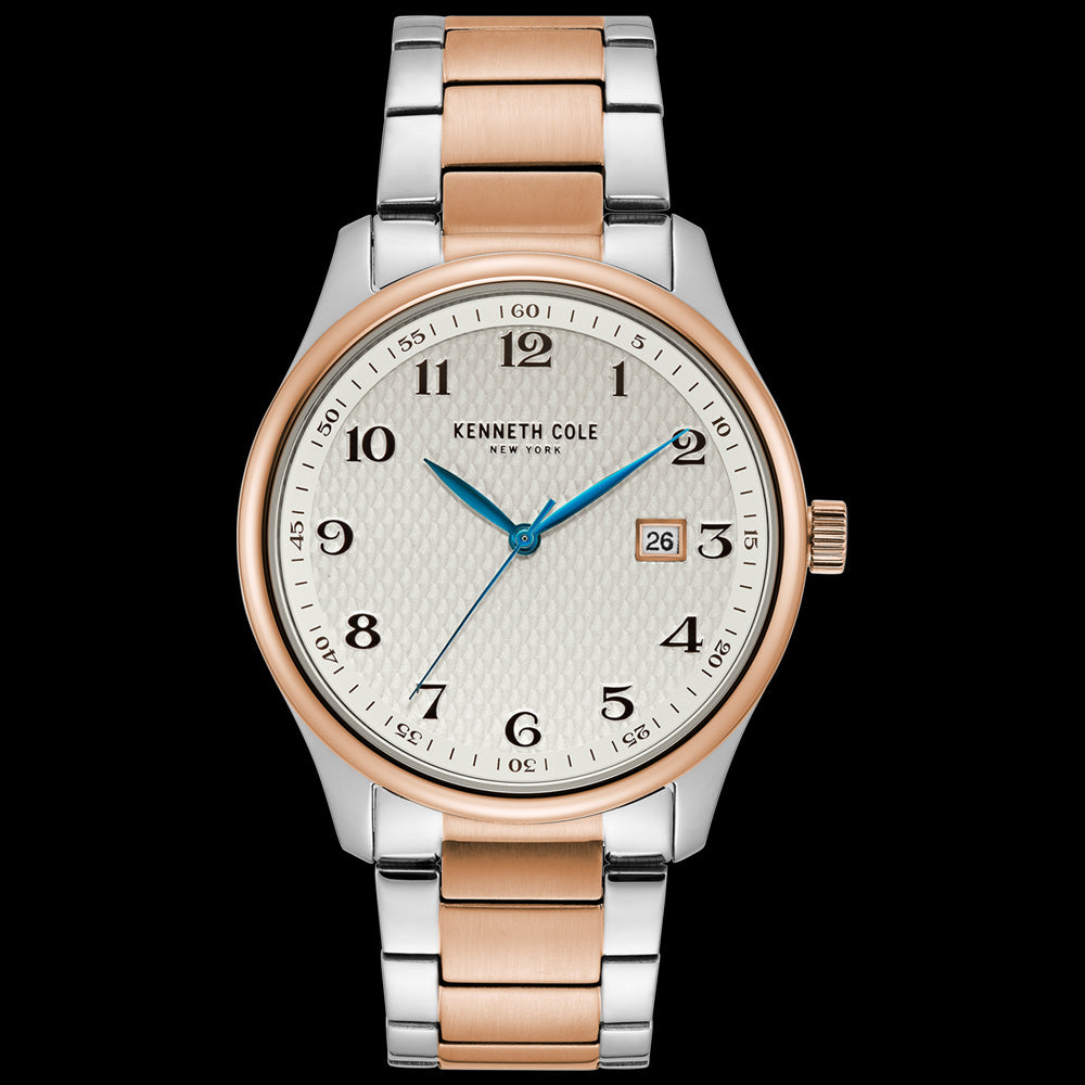 KENNETH COLE WHITE DIAL ROSE GOLD CLASSIC MEN'S LINK WATCH