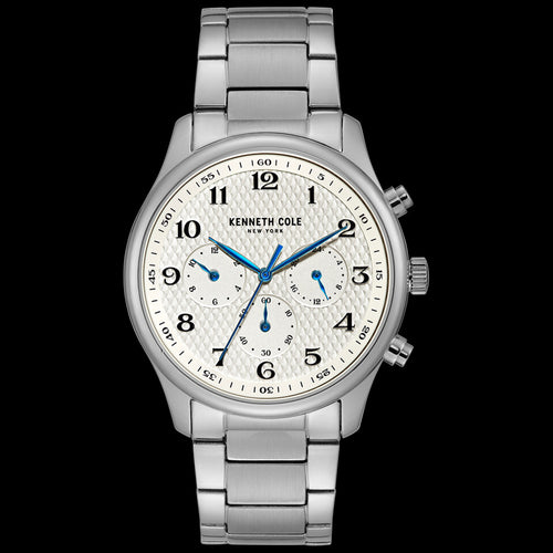 KENNETH COLE WHITE DIAL MULTIFUNCTION MEN'S LINK WATCH