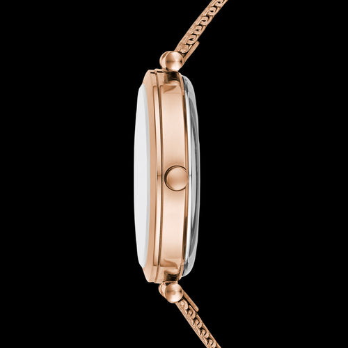 KENNETH COLE ROSE GOLD TRANSPARENCY LADIES MESH WATCH - SIDE VIEW