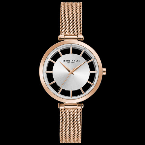 KENNETH COLE ROSE GOLD TRANSPARENCY LADIES MESH WATCH