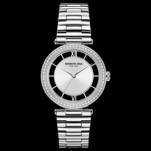 KENNETH COLE SILVER GEM HALO TRANSPARENCY LADIES LINK WATCH
