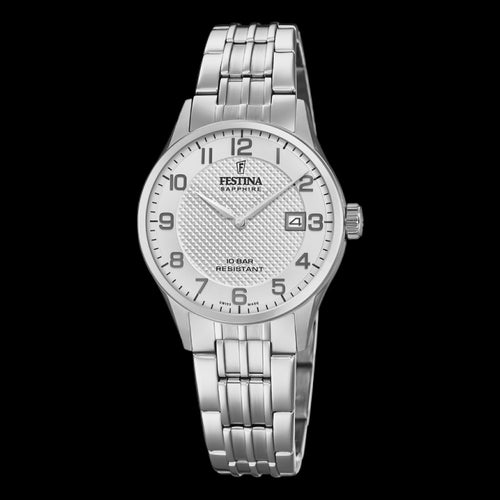 FESTINA LADIES SWISS SAPPHIRE WHITE DIAL LINK WATCH