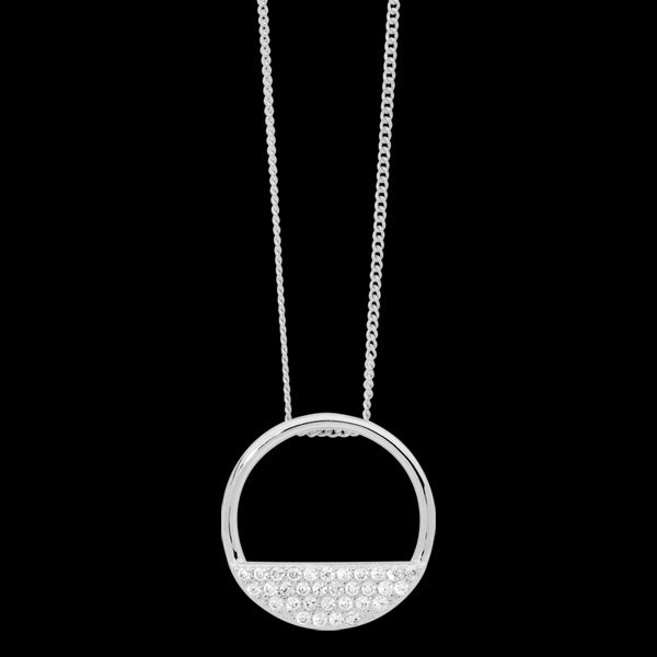 ELLANI STERLING SILVER 28MM OPEN CIRCLE 4-ROW CZ NECKLACE