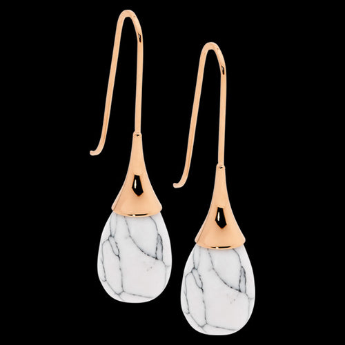 ELLANI STAINLESS STEEL ROSE GOLD HOWLITE BUD DROP EARRINGS